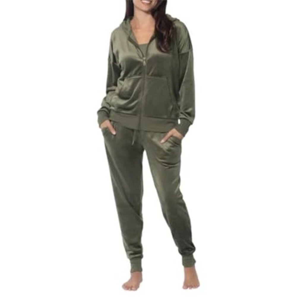 Felina Women's 2 Piece Velour Track Suit, Hoodie and Jogger Lounge Set